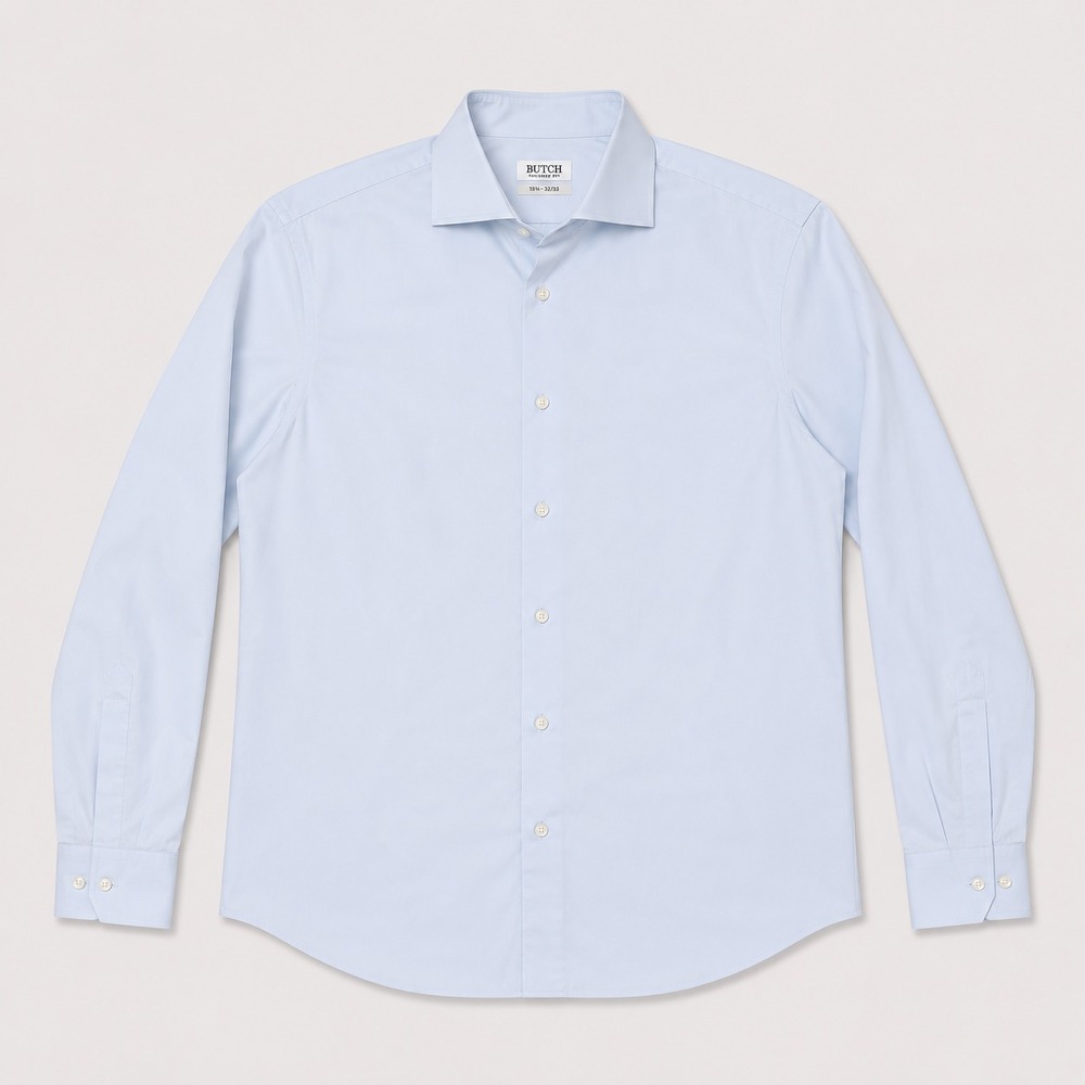 Butch Sartoriale Mens 44 17.5 Light Blue Italian Dress Shirt Long Sleeve